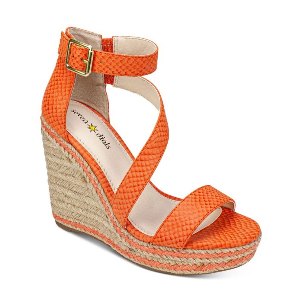 SEVEN DIALS Womens Orange 1/2" Platform Berlina Toe Wedge Espadrille Shoes 8.5 M